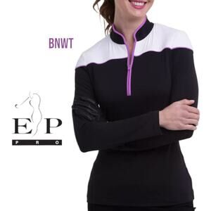 EP Pro Fitted Long Sleeve Polo in Black and Purple